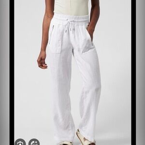 Athleta Cabo Linen Wide Leg Pants Womens Size 12 NWT Drawstring Relaxed Travel